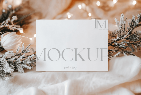 7x5 Christmas Invitation Card Mockup