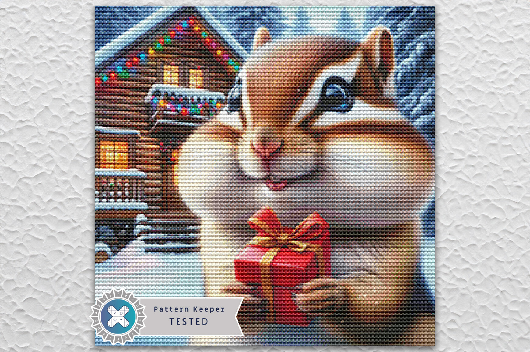 Christmas Chipmunk Cross Stitch Pattern