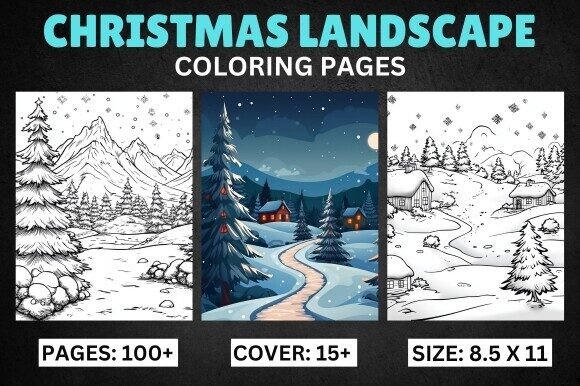 Christmas Landscape Adult Coloring Pages
