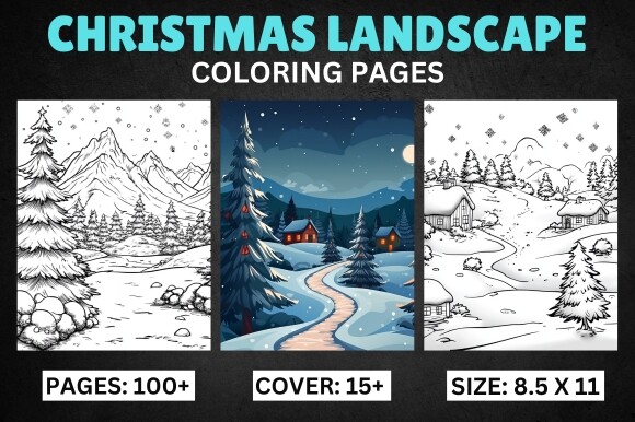 Christmas Landscape Adult Coloring Pages