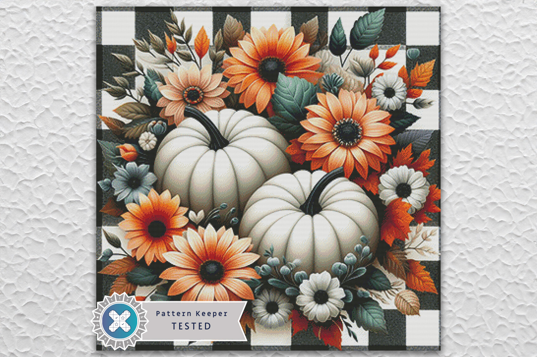 Floral Pumpkins Cross Stitch Pattern PDF