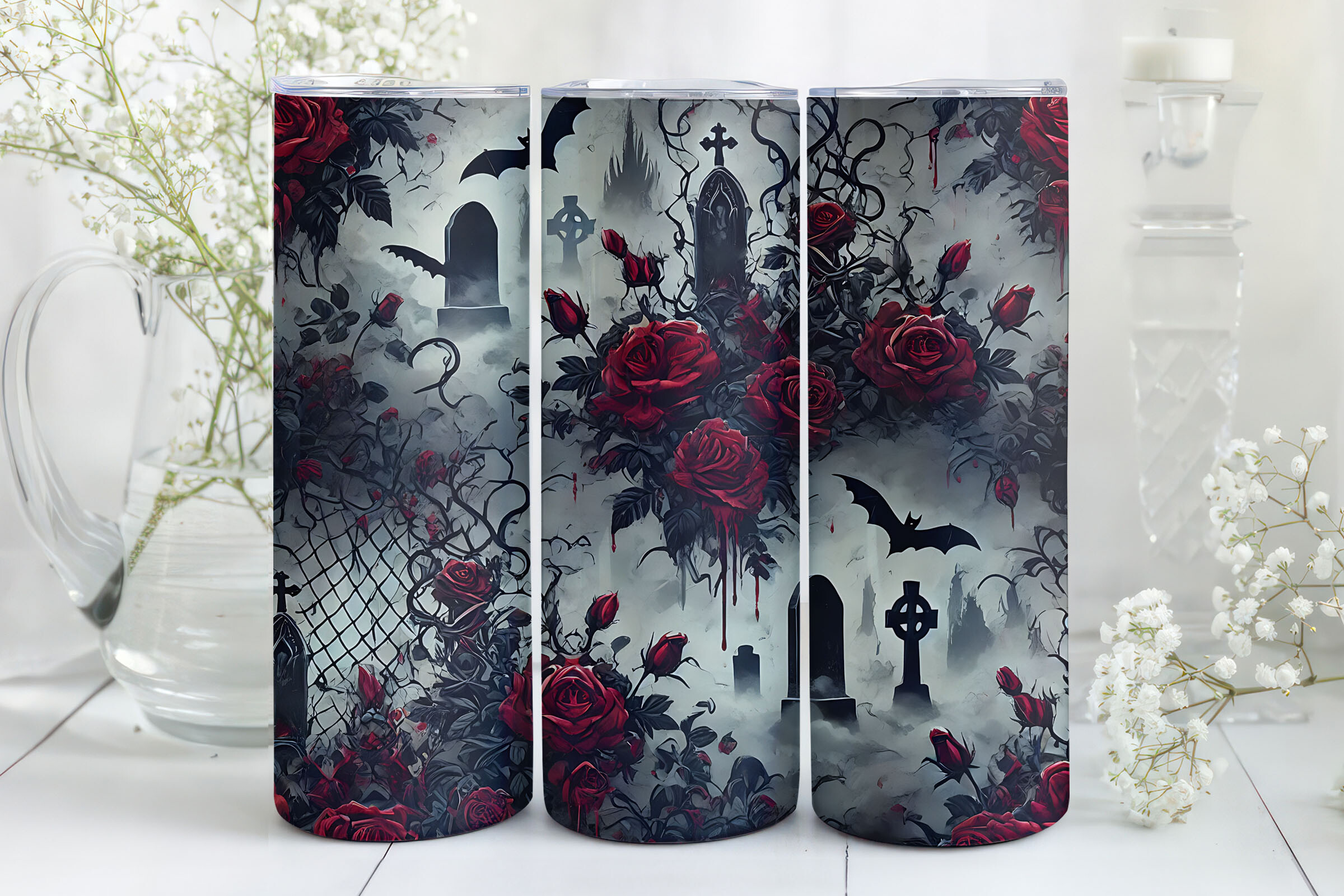 Red Rose Floral Sublimation Tumbler Wrap Graphic by DigitalCraftStore ...
