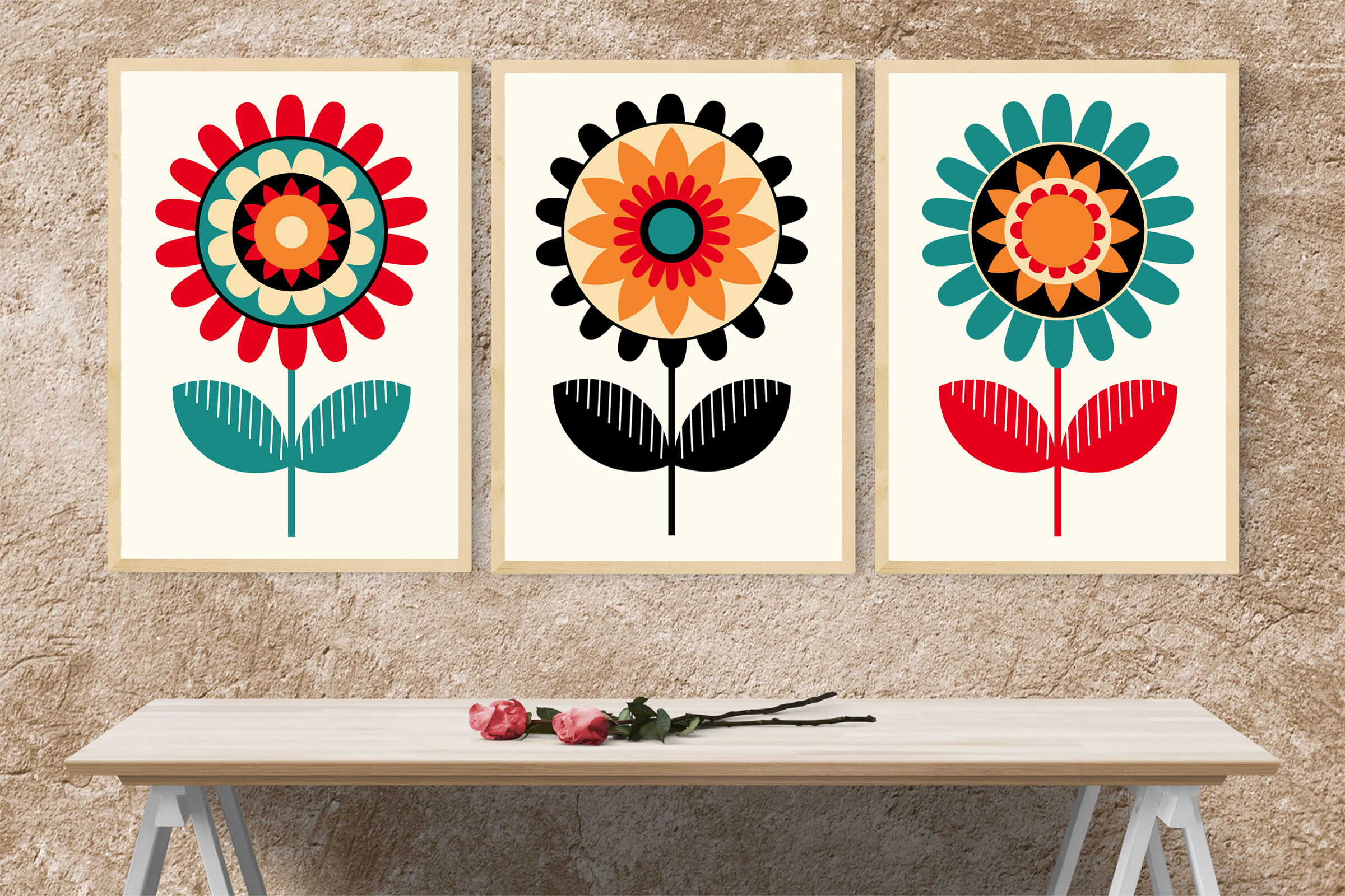Retro Modern Abstract Floral Art Set Graphic by Karma Genie · Creative ...