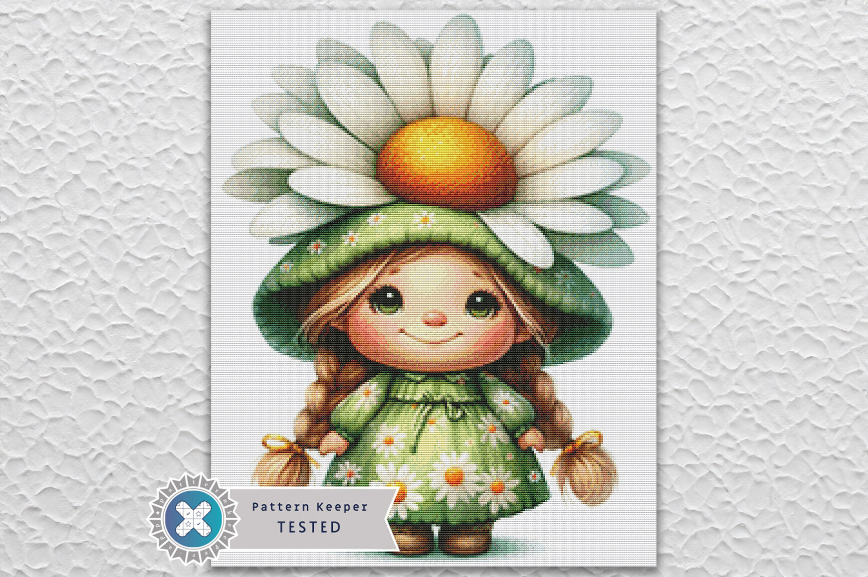 Summer Daisy Gnome Cross Stitch Pattern