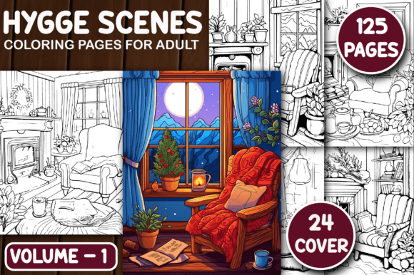 125 Hygge Scenes Coloring Pages V - 1