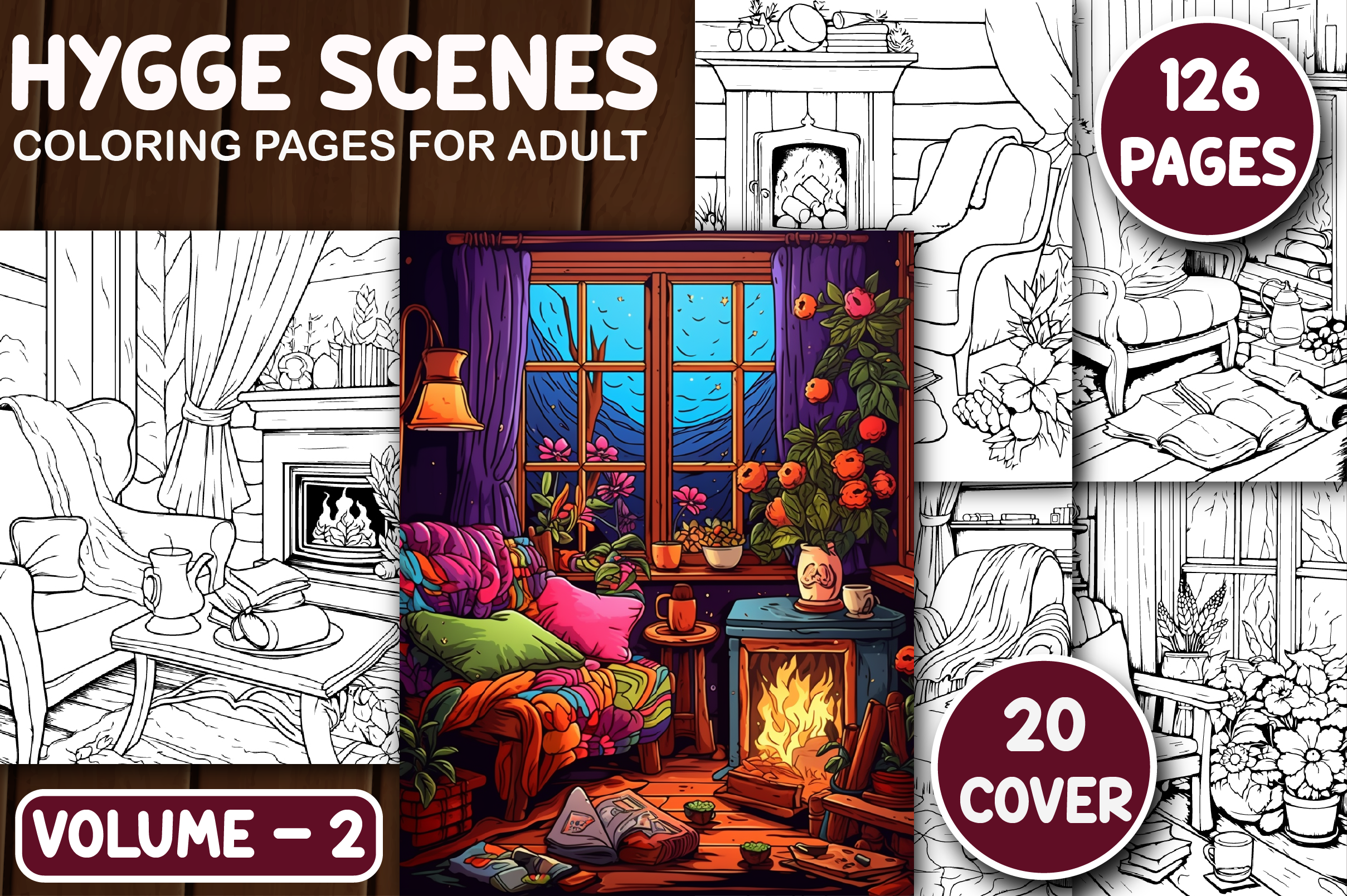 126 Hygge Scenes Coloring Pages V - 2