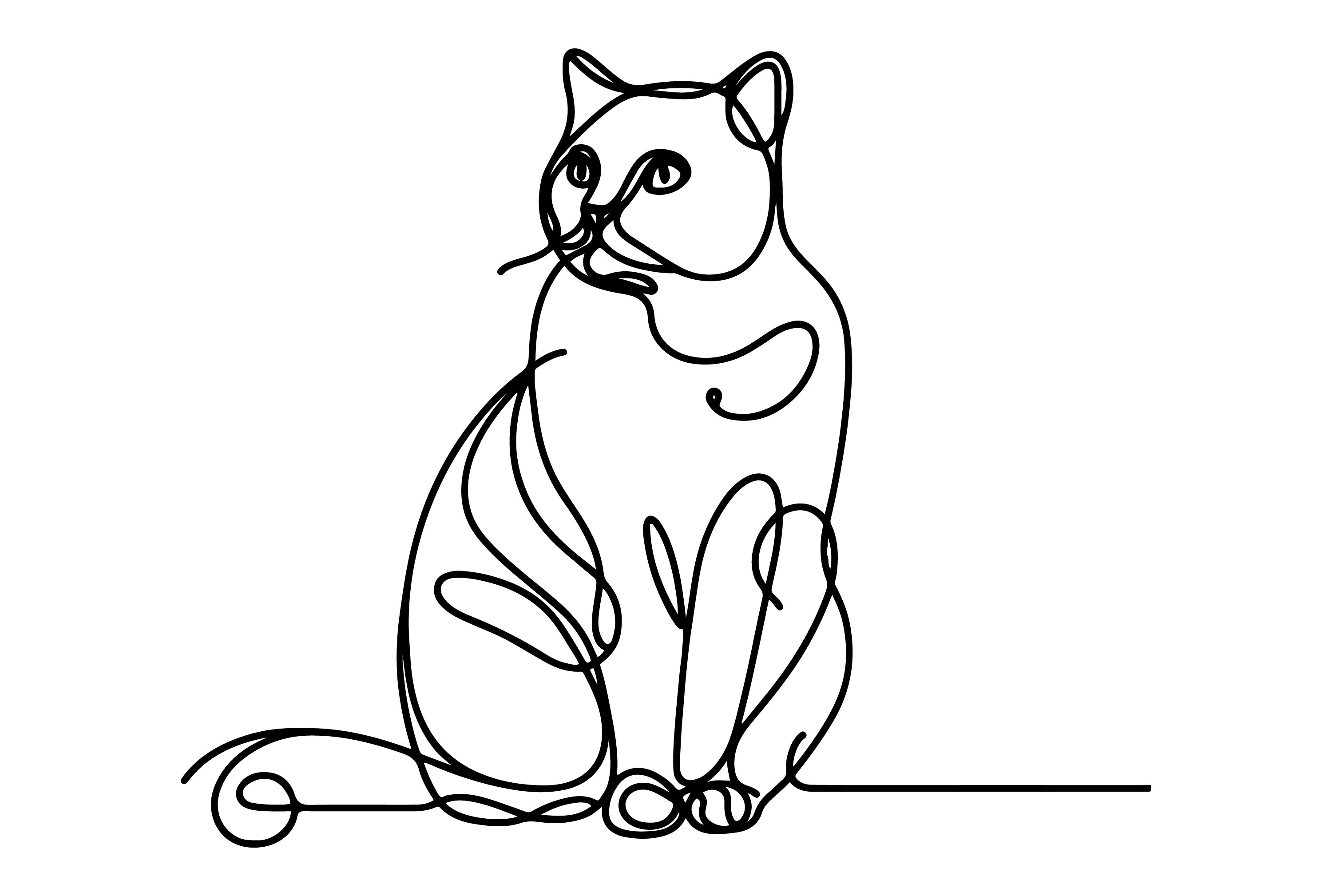 A Minimalist Line Drawing of a CAT
