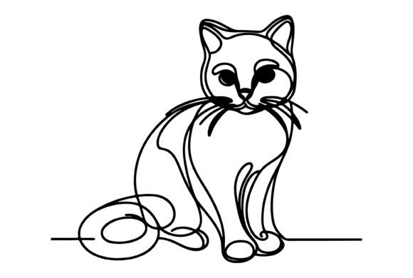 A Minimalist Line Drawing of a Cat