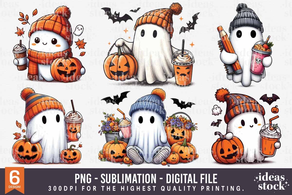 Bundle Ghost Png. Halloween Clipart. Graphic by ideasStock · Creative ...