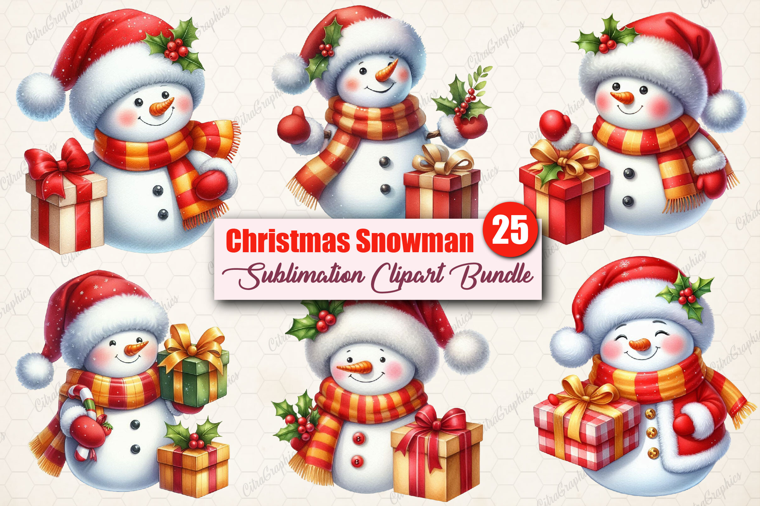 Christmas Cute Snowman Clipart Bundle. Graphic by CitraGraphics ...