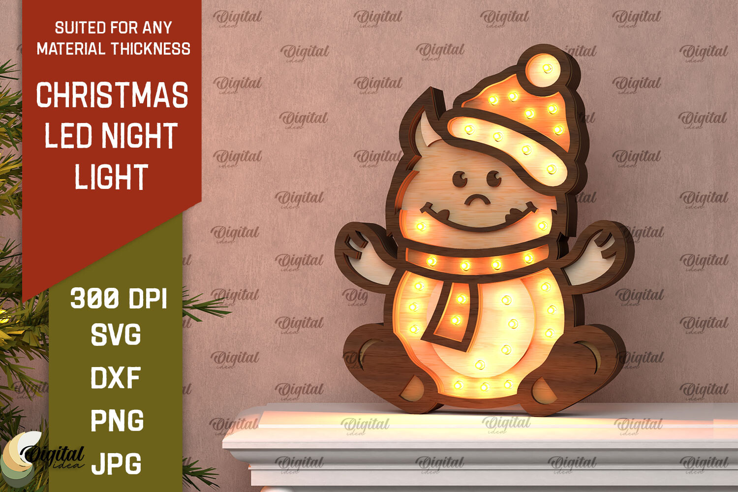 Christmas Monster Led Nightlight Laser · Creative Fabrica