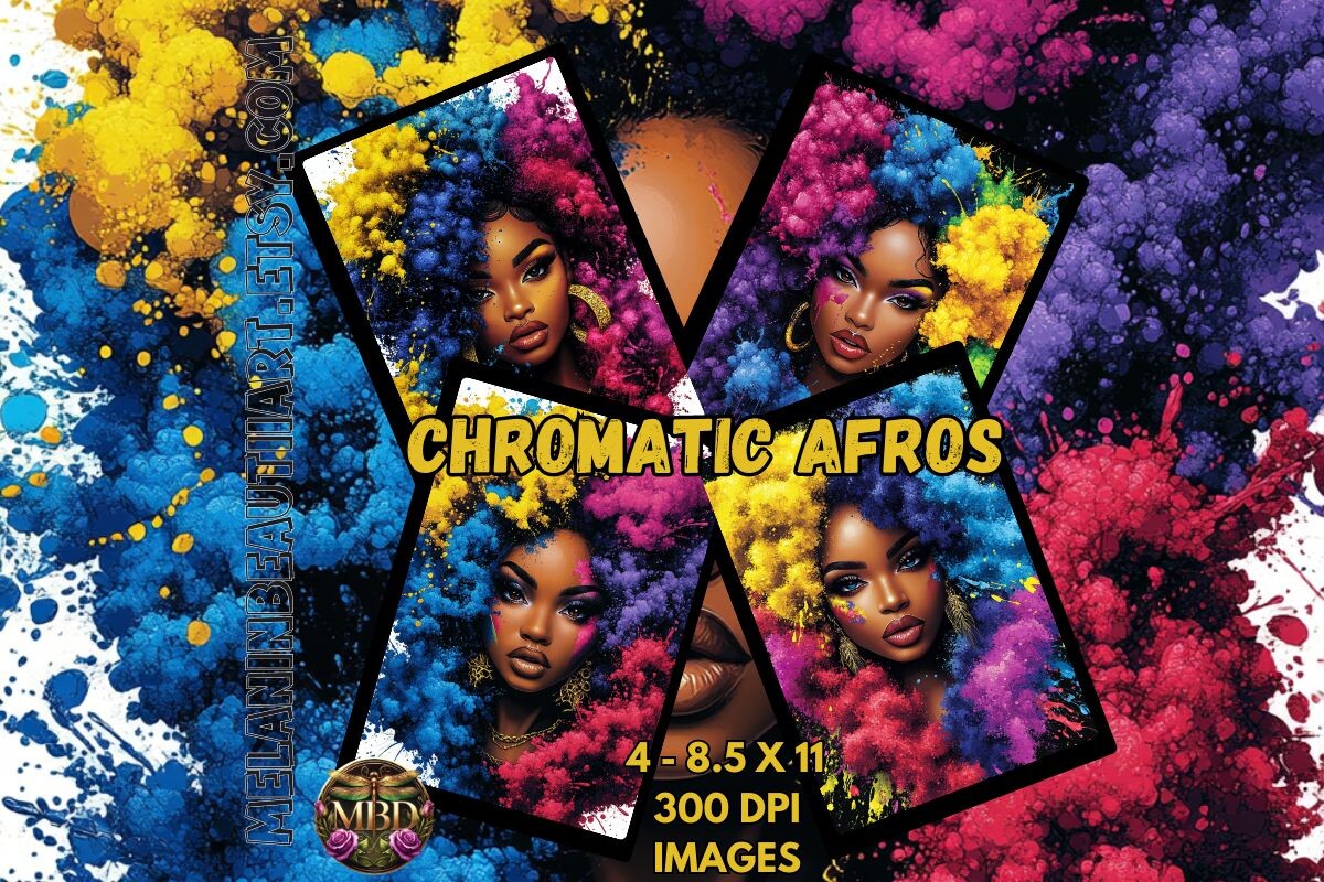 Chromatic Afros Notebook Covers Graphic by Melanin Beautii Designs ...