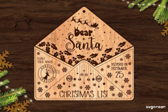 Santa Letter Envelope Laser Cut