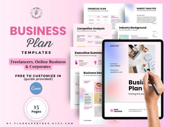 Simple editable Canva business plan template