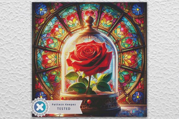 Stained Glass Rose Cross Stitch Pattern