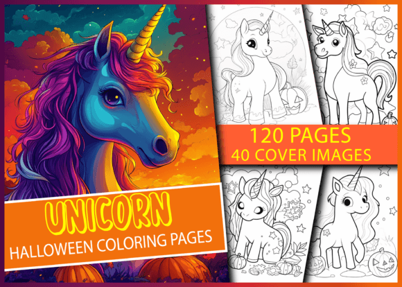 Unicorn Halloween Coloring Book for Kids