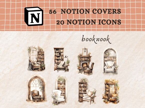 Watercolor Booknook Themed Notion Icons