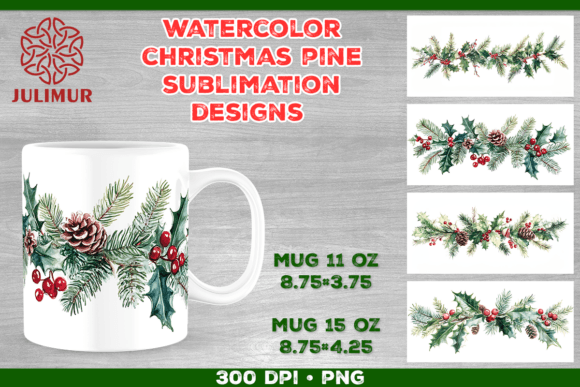 Watercolor Christmas Mug Sublimation Png Graphics