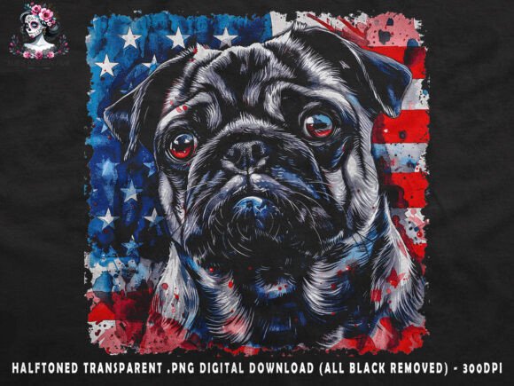 American Pride Pug Patriotic Dog Design SVG PNG for Cricut Fourth of July shirts