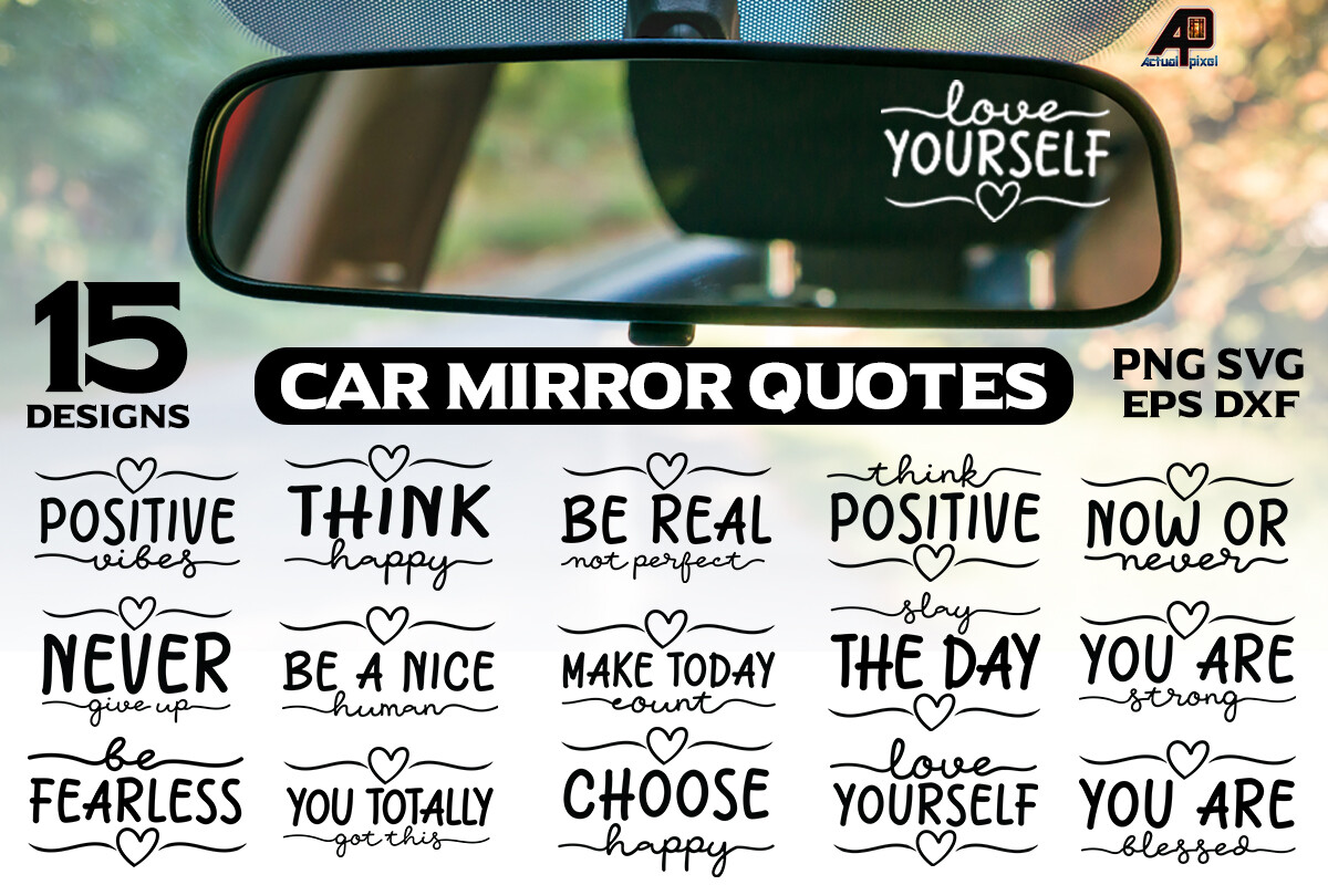 Car Mirror Saying Quotes Sticker Bundle