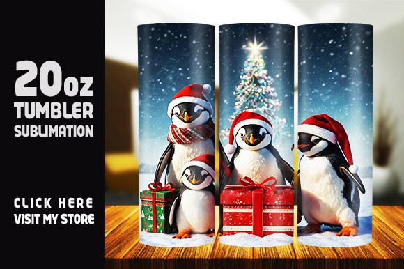 Christmas Cartoon Penguin Tumbler Wrap Graphic by emuchy1999 · Creative ...