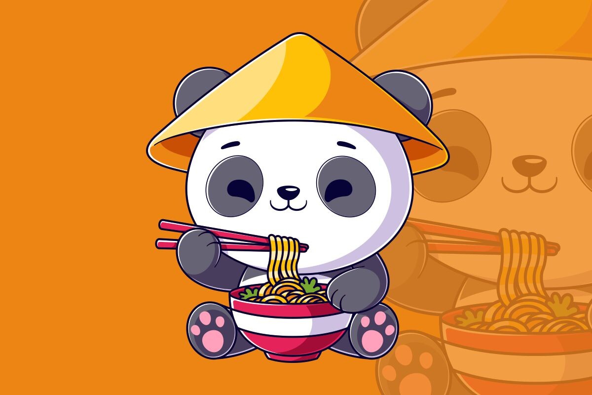 Eats Ramen Using Chopsticks Graphic by dzgnvibe · Creative Fabrica