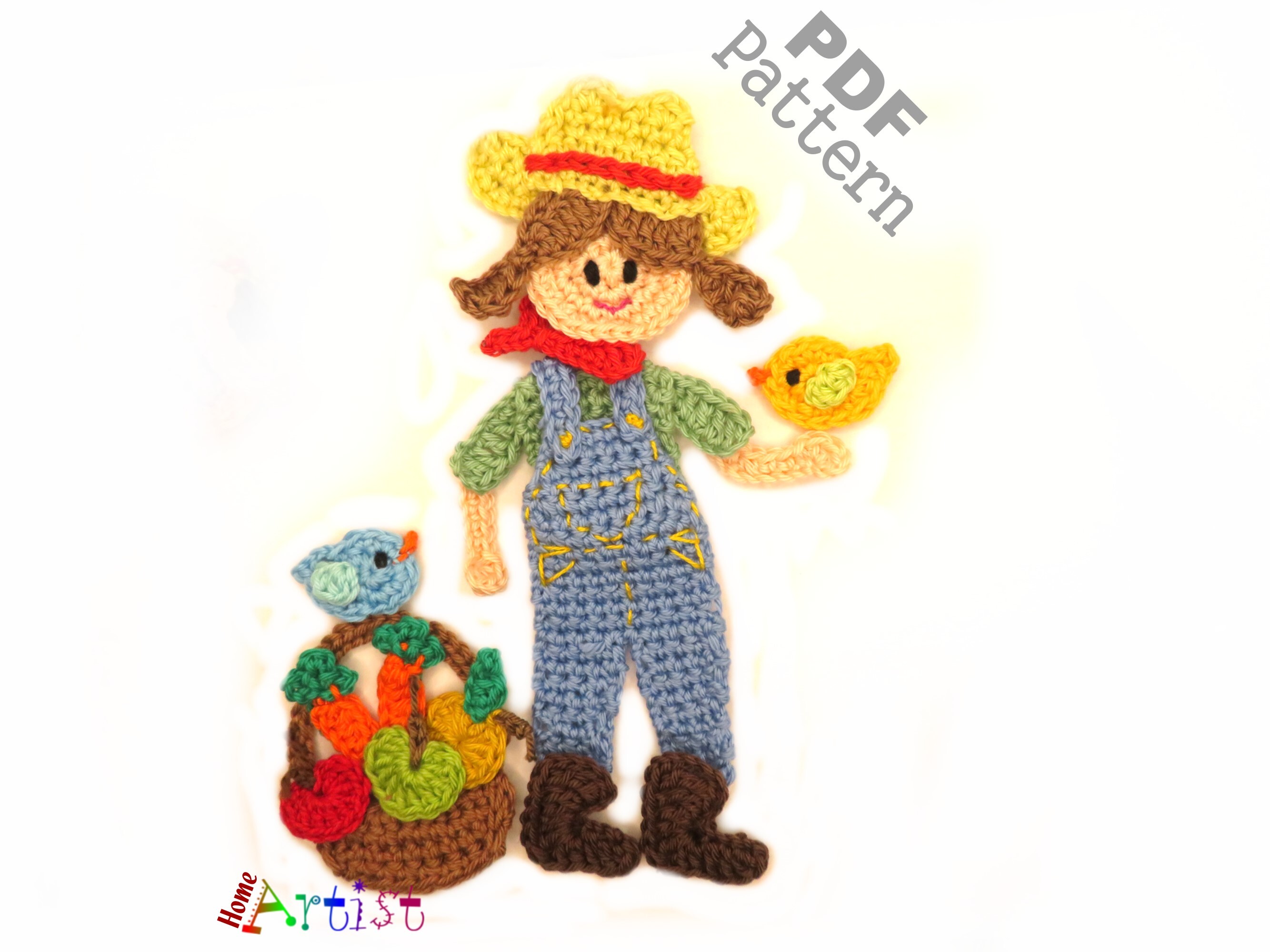 Farmer Boy/girl Crochet Applique Pattern