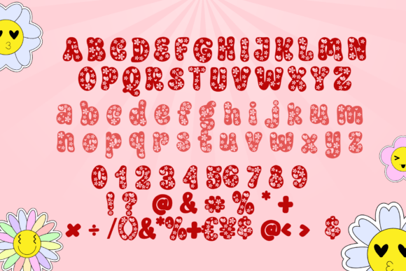 Heart Flower Font PNG with transparent background - Preview 1