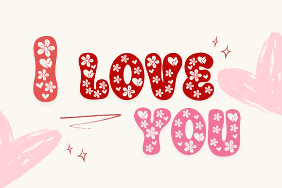 Heart Flower Font PNG with transparent background - Preview 2