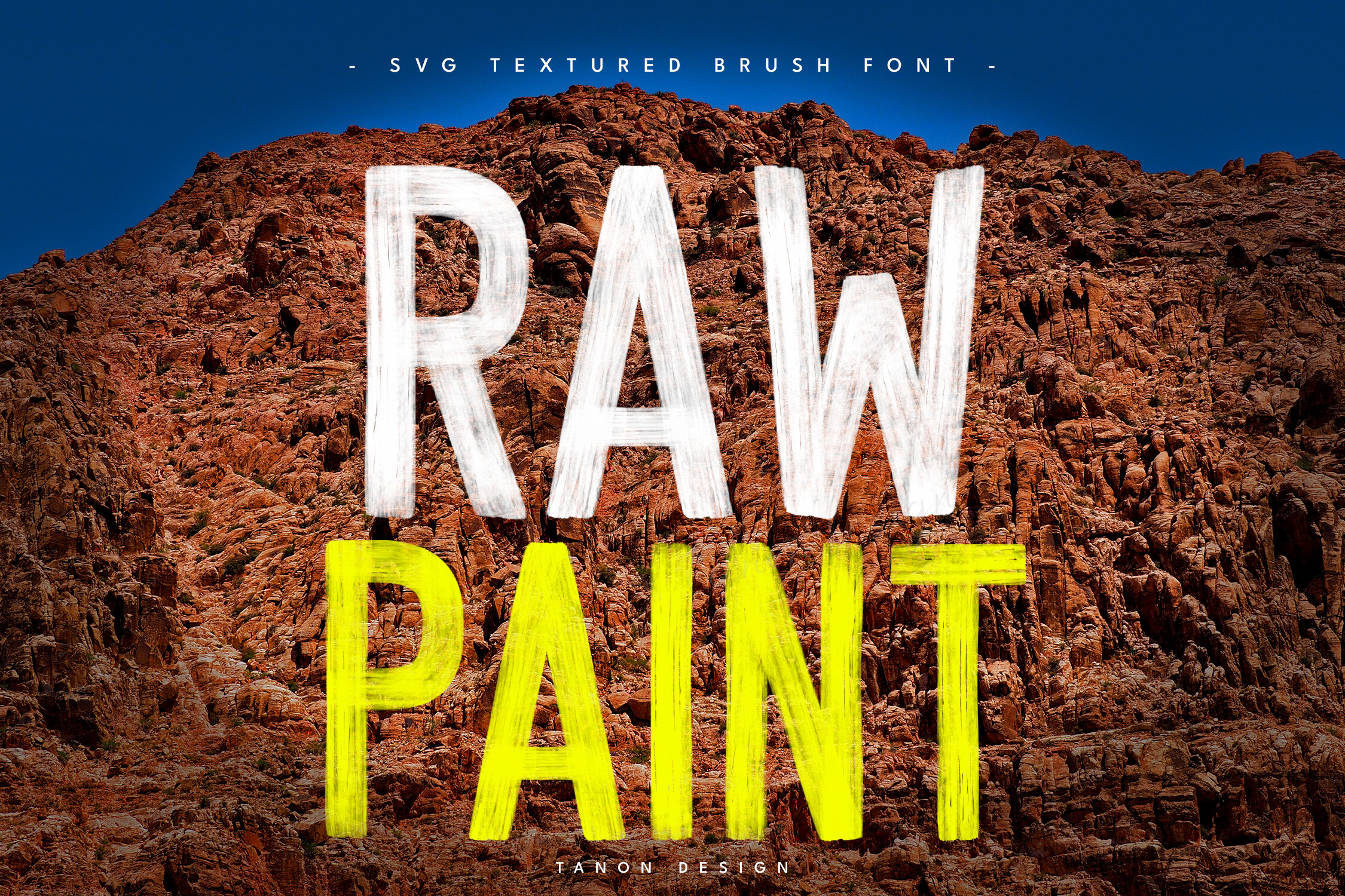 Raw Paint font preview: textured brush font with handwritten feel