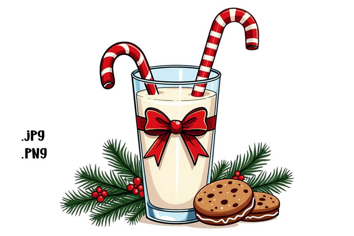 Christnas Glass of Milk Graphic by Joanna Redesiuk · Creative Fabrica