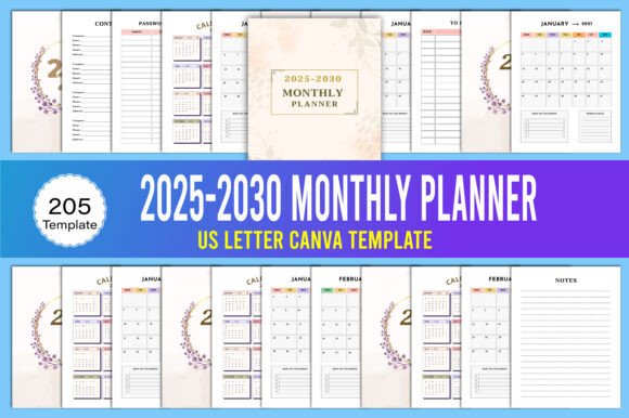 2025-2030 Monthly Planner Canva