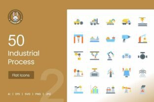 50 Industrial Process Flat Multico Icons Graphic by IconBunny ...