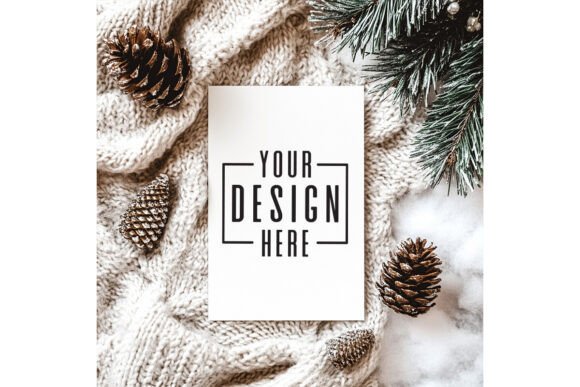 Christmas Invitation 5x7 Card Mockup.