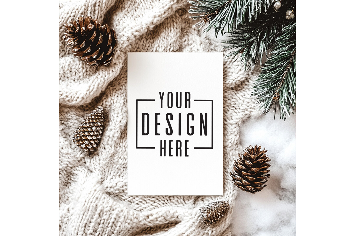 Christmas Invitation 5x7 Card Mockup.