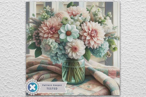 Dahlia Bouquet Cross Stitch Pattern PDF