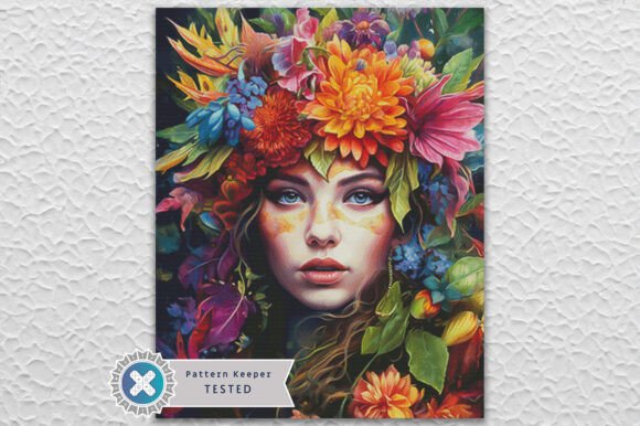 Floral Woman Cross Stitch Pattern PDF