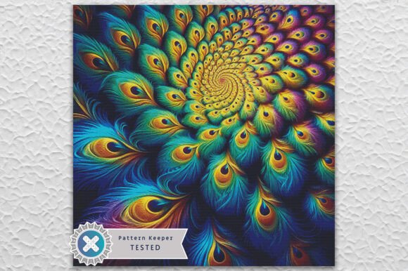 Fractal Peacock Cross Stitch Pattern PDF