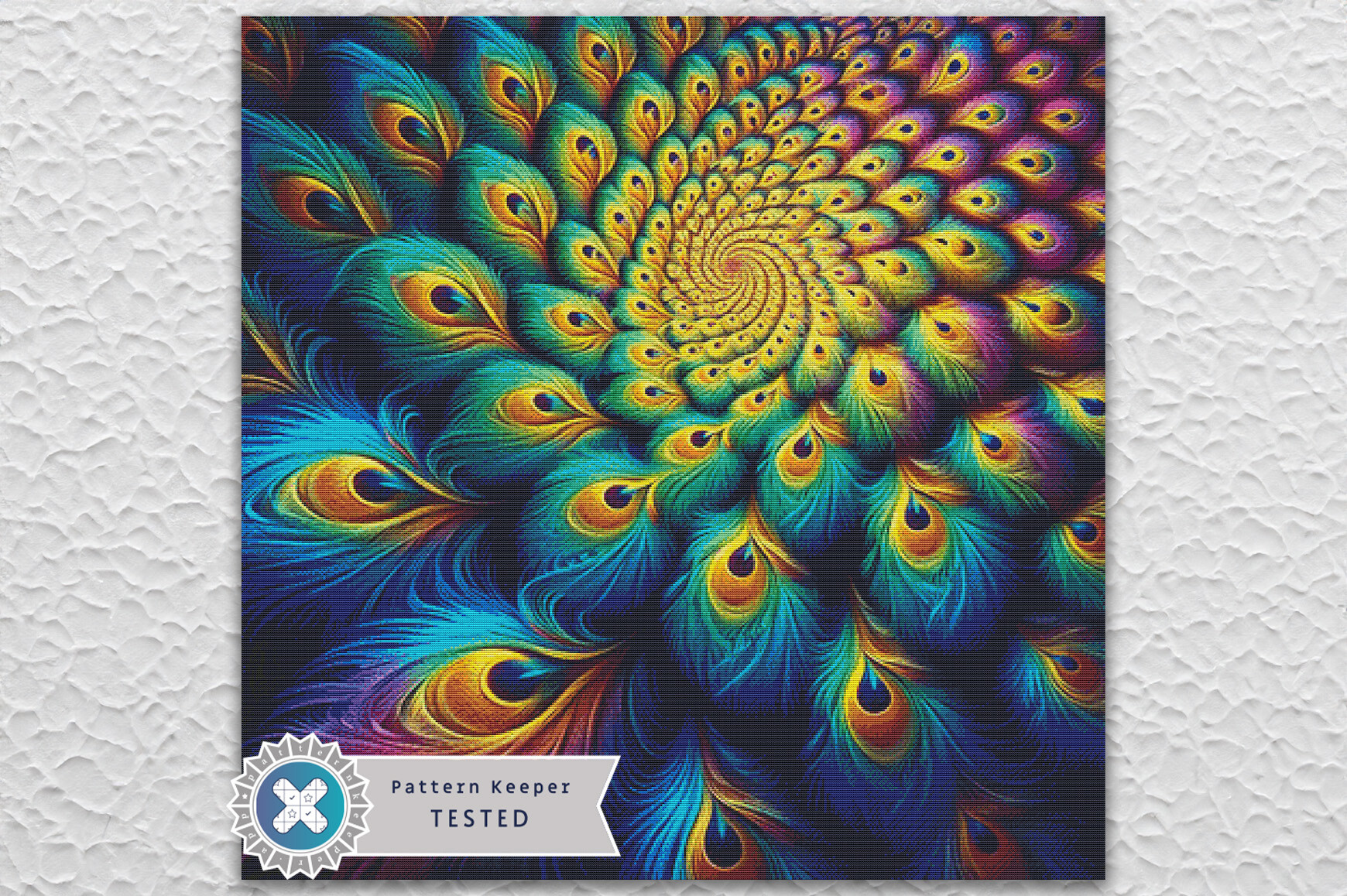 Fractal Peacock Cross Stitch Pattern PDF