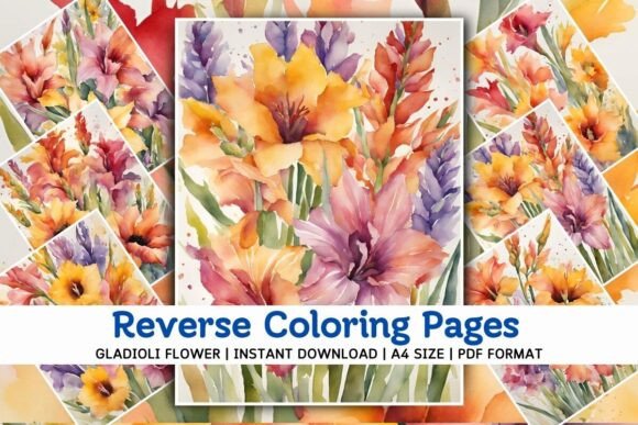 Gladioli Flower Reverse Coloring Pages