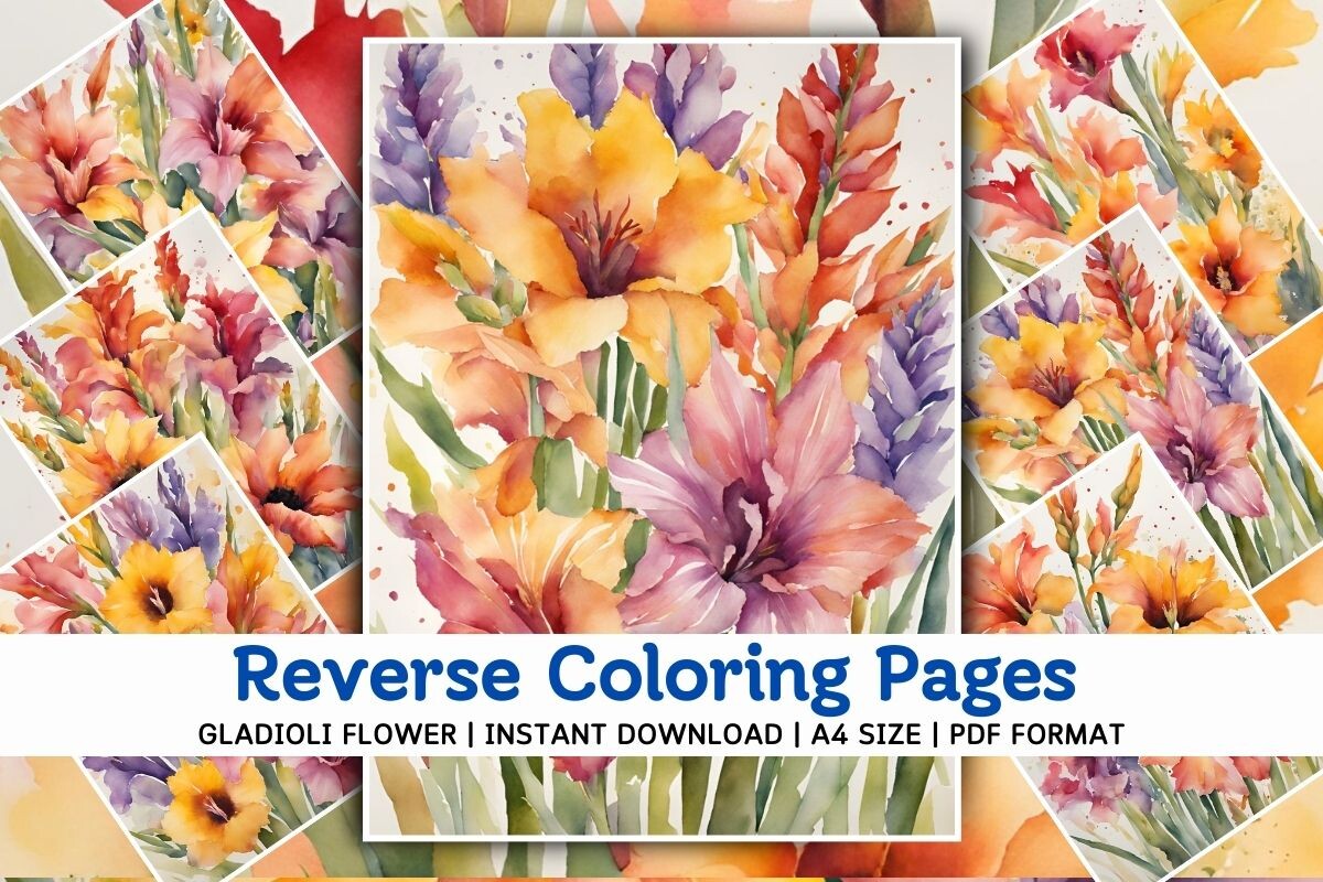 Gladioli Flower Reverse Coloring Pages
