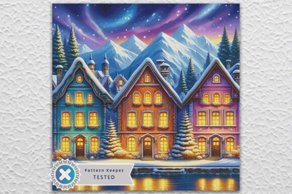 Northern Lights Village Cross Stitch PDF