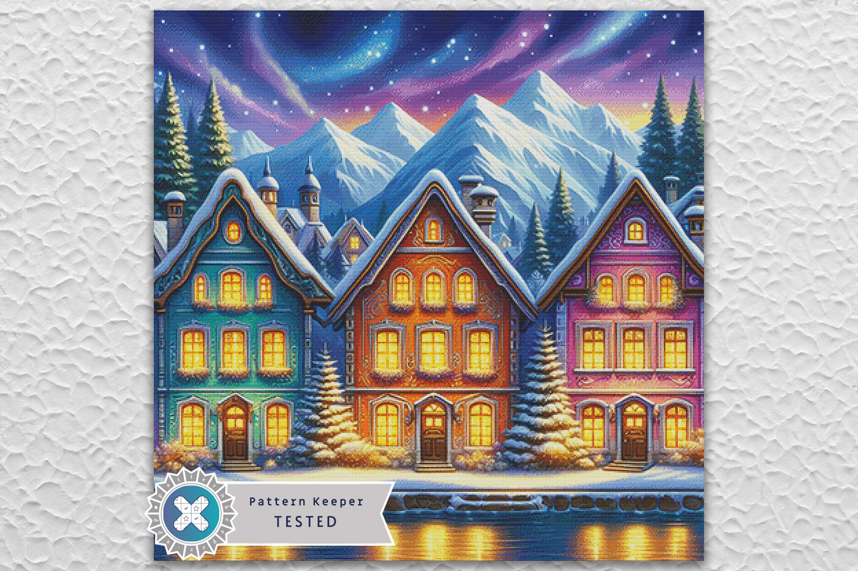 Northern Lights Village Cross Stitch PDF