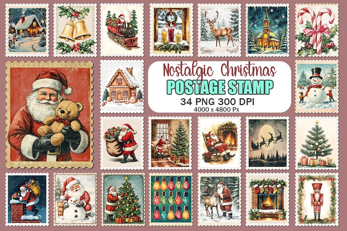 Nostalgic Christmas Postage Stamp Bundle - photo 36