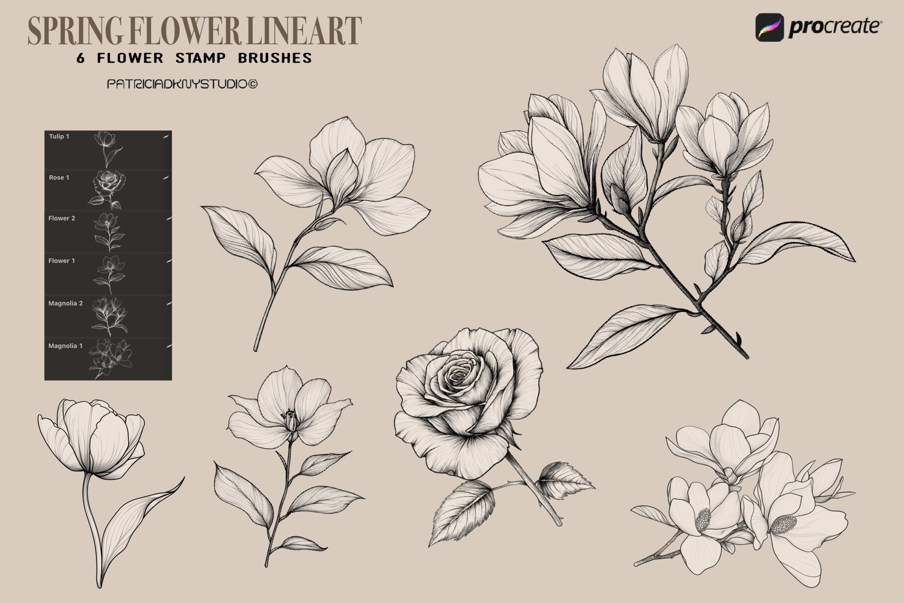 Procreate Flower Stamp Brushes - photo 2