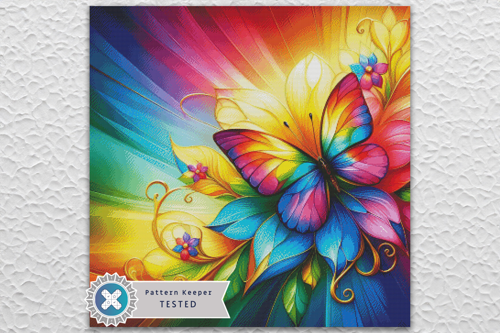 Rainbow Butterfly Cross Stitch Pattern
