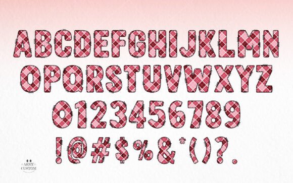 Red Plaid Bundle Army Font PNG with transparent background - Preview 1