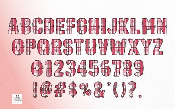 Red Plaid Bundle Army Font PNG with transparent background - Preview 2