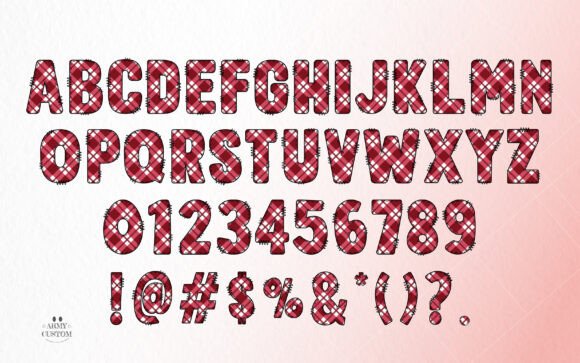 Red Plaid Bundle Army Font PNG with transparent background - Preview 3