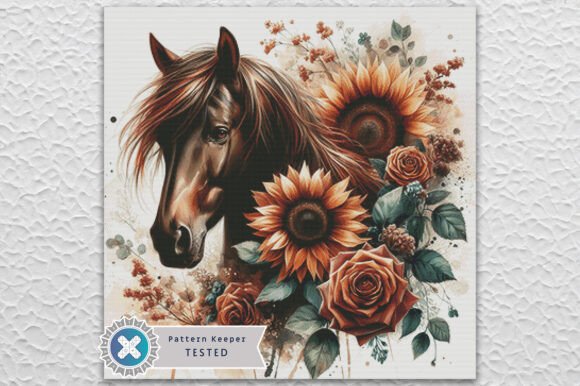 Sunflower Horse Cross Stitch Pattern PDF